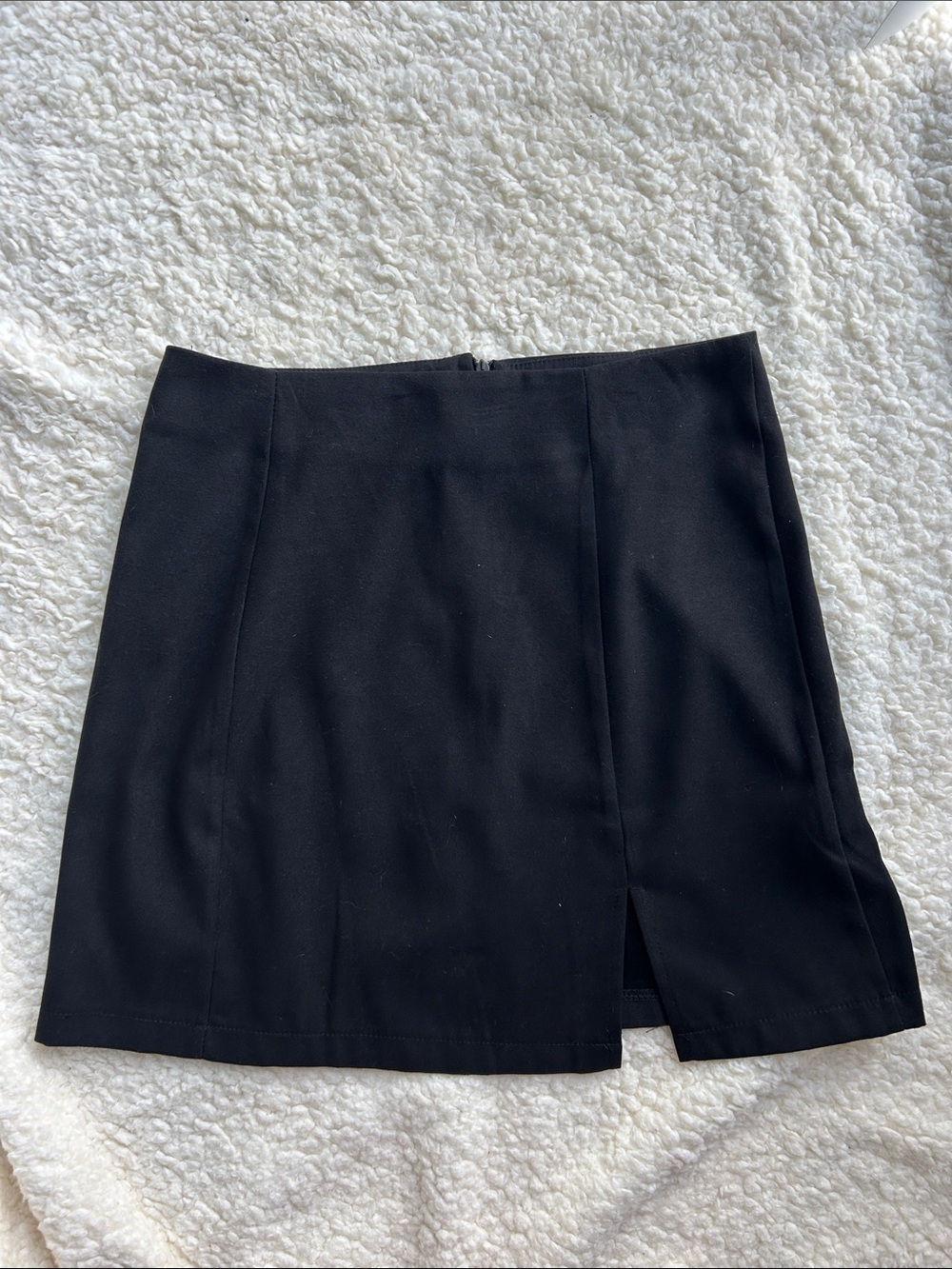 Classic Black Mini Skirt with Front Slit